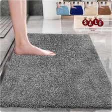 Non-Slip Bath Mat Extra Large Shaggy Bathroom Rug Water Absorbent Toilet Mats UK