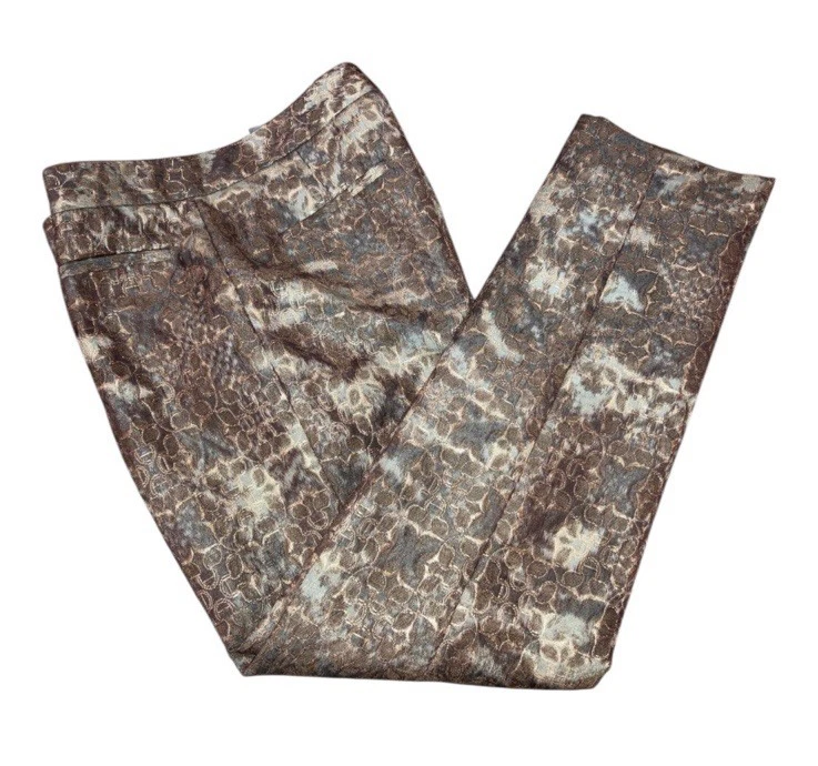 Pantalones Antonio Melani Maxine Fit Mujer 8 Verde Metálico Dorado Boho Jacquard Foto 3 de 4