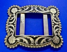 Western Flower Swirl Ornate Silver Color Vintage Nocona Belt Slide Buckle