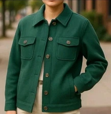 Joie Wool Blend Shirt Jacket Green Button Front Size 1X NWT