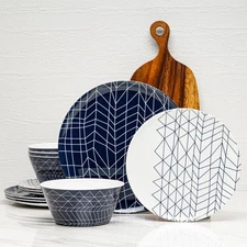 Bzyoo 12-Piece Melamine Dinnerware Set Spidy BPA-Free Dishwasher Safe Outdoor...