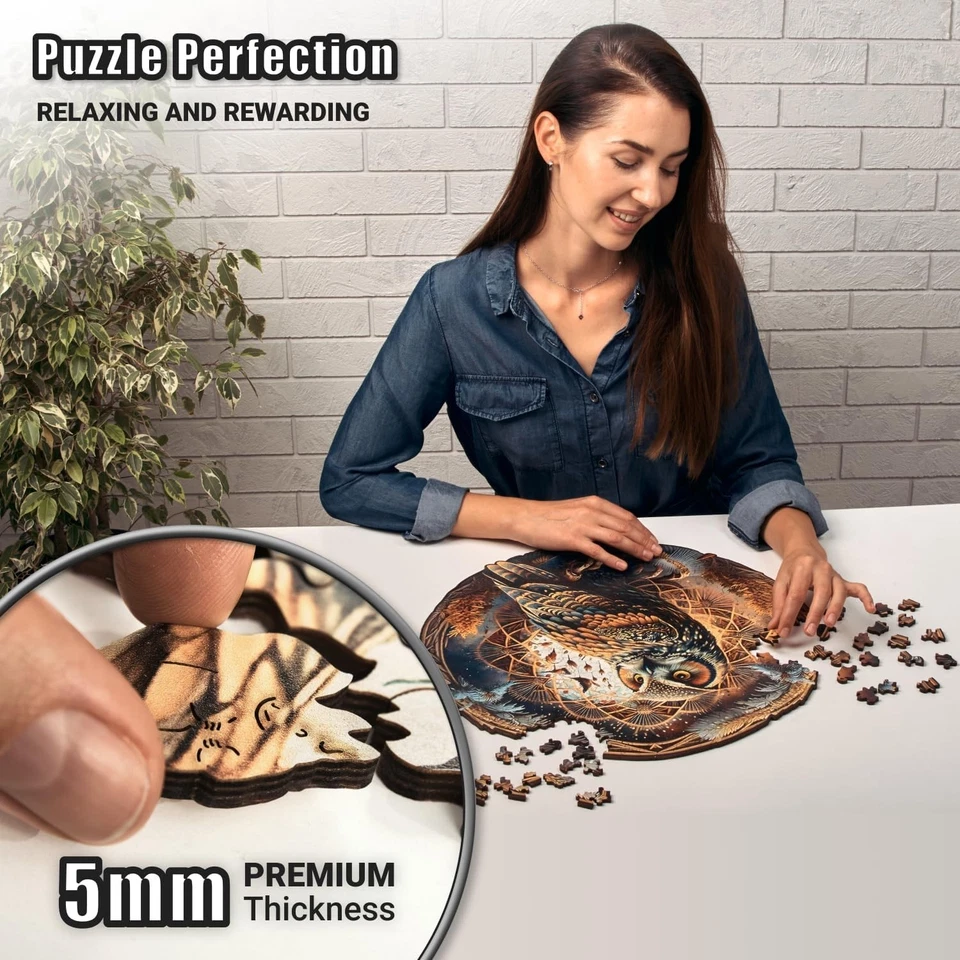 独特 500 件木制拼图带手塑件 - 礼品即用猫头鹰艺术 — 第 4/4 张图片