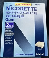 Nicorette 2mg Stop Smoking Aid Nicotine Gum, Original - 170 Ct. Exp. 7/2027 NEW