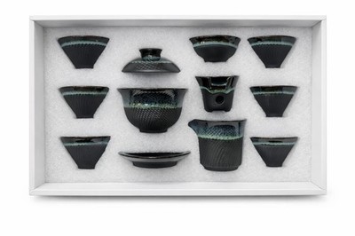 Edles Tee Set Keramik 10-teilig mit Teesieb & Teelichtwärmer - auch Espresso