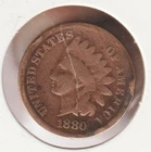 US Rare Old West 1880 Indian Head Penny Coin American Collection Shield Cent USA
