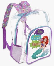 The Little Mermaid 16" Transparent with 1 Front Pocket Backpack-Space W/Bottle