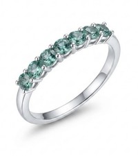 Anello Riviere Argento Brillanti MOISSANITE 0,7CT D VVS1 Verde/Blu GRA misura 16