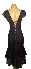 Vintage Climax by Karen Okada Dress Womens Medium Black & Red Lace 80s Goth
