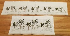 Pair (2 Sizes) Croscill Tailored Valances Cream w/ Palm Trees Tropical Beachcore