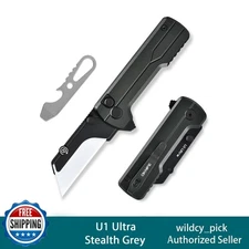 OKNIFE U1 Ultra Pocket Folding ButtonLock Utility Knife CeramicBlade StealthGrey