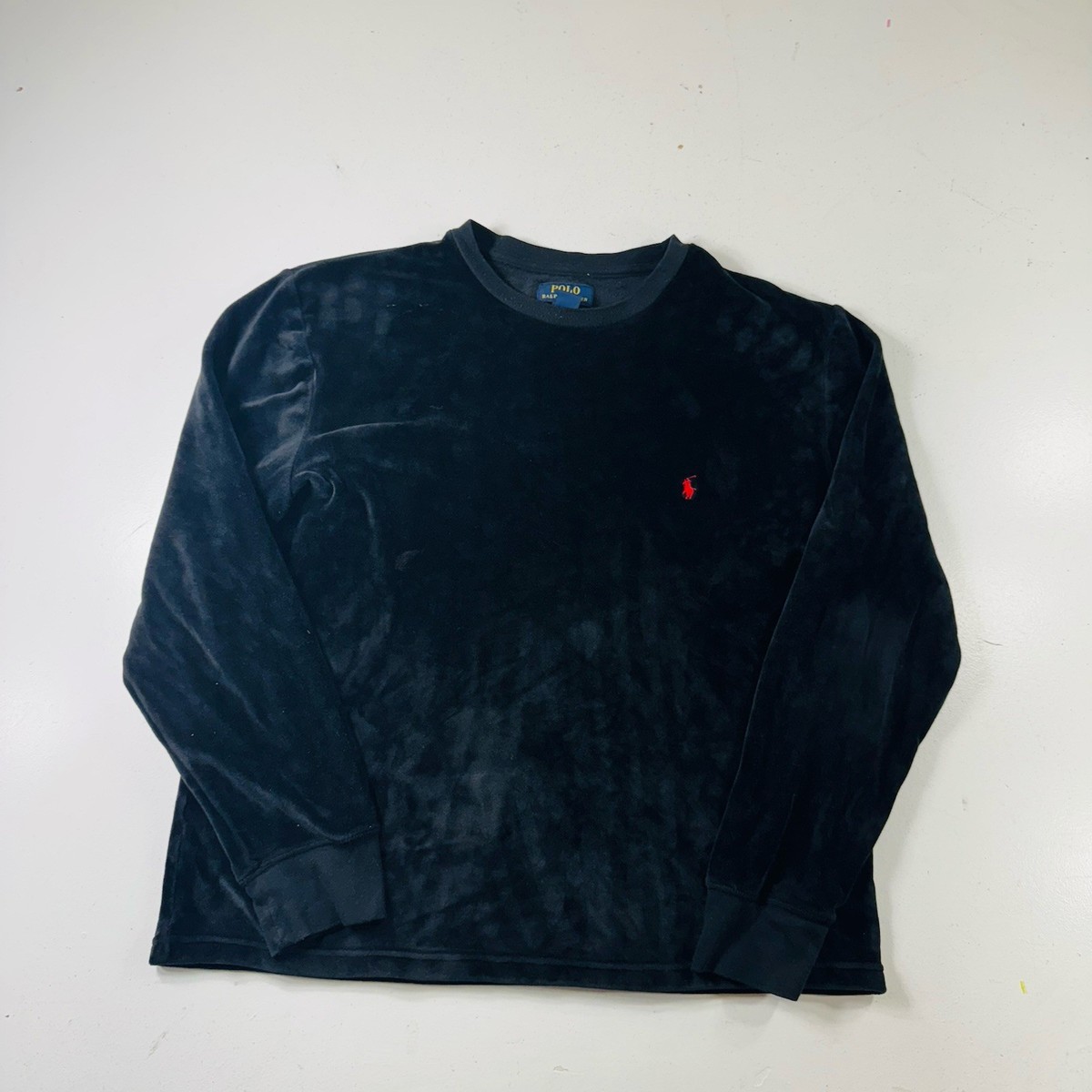 Polo Ralph Lauren Velour Black Crewneck Sleep Shirt Black Size 
