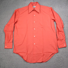 Vintage Montgomery Ward Sanforized Shirt 15.5-33 Dagger Collar 70s Salmon