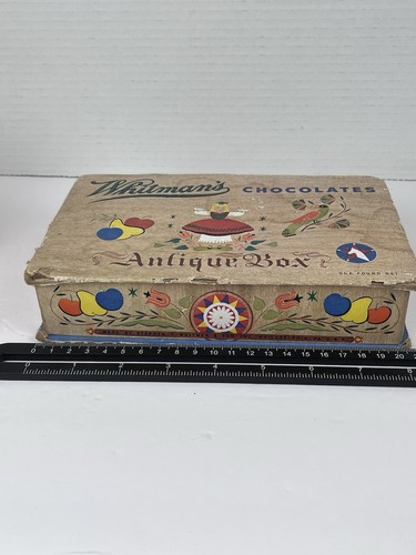 Scatola vuota vintage di caramelle cioccolatini Whitman ANTICA SCATOLA 1947 Stephen Whitman - Foto 9 di 12