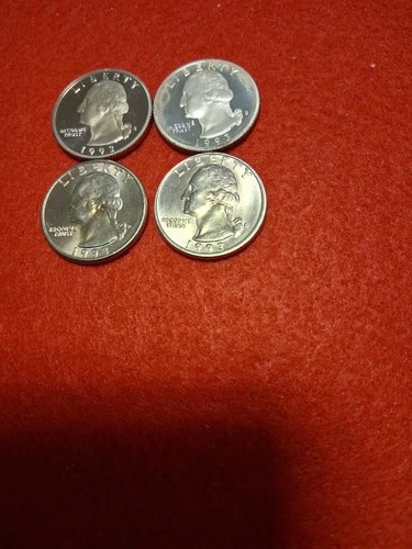 1993 P&D,1993 S PROOF &1993 S Silver PROOF Washington Quarter