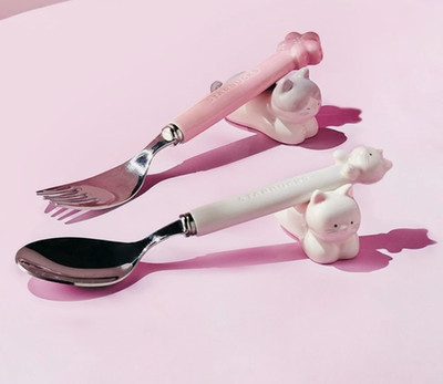 Starbucks Korea 2026 Blooming Cat Cutlery Set Cherry Blossom MD