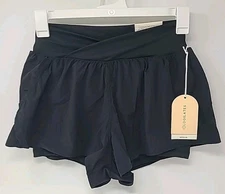 Blogilates Women's Criss Cross Run Shorts Jet Black Medium NWT