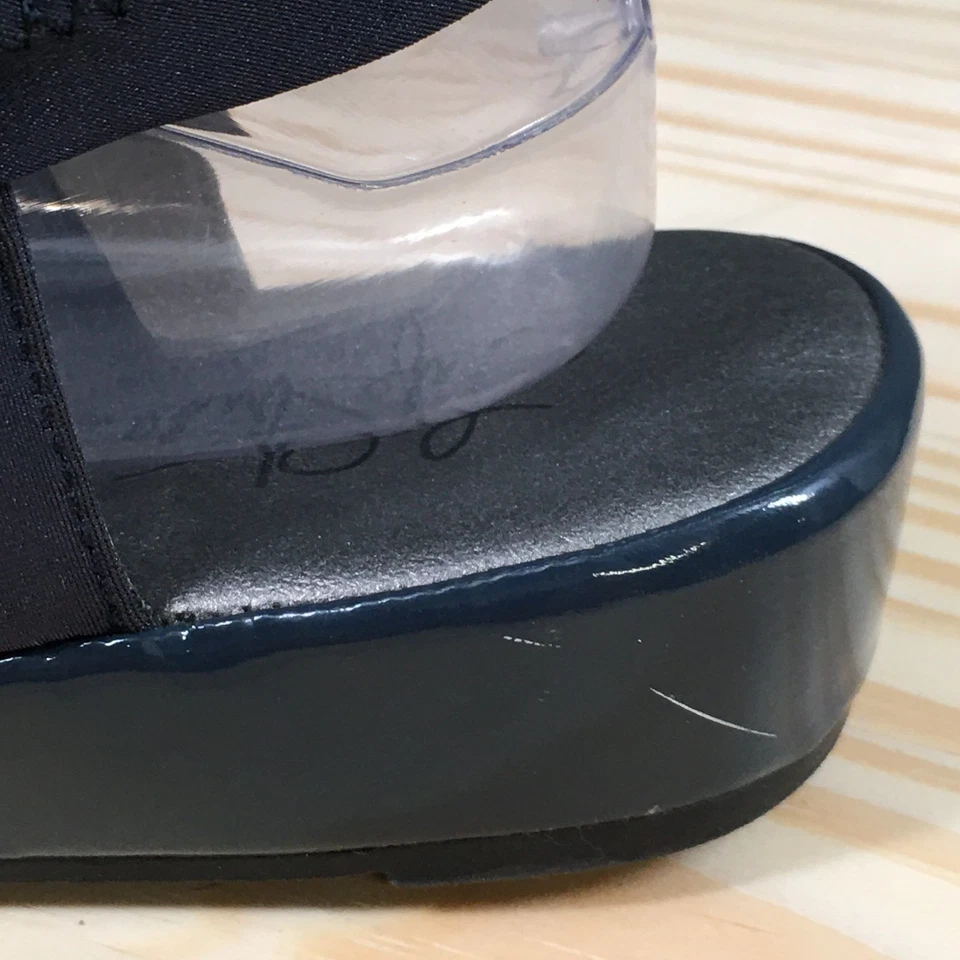 LifeStride Sandals Womens 11M Debutante Open Toe Low Wedge Slingback Blue Fabric - Image 4 of 4