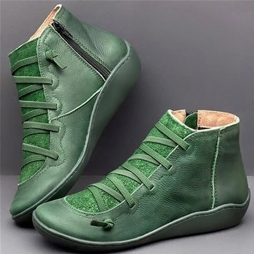 Women Ankle Boots Flat Leather Arch Support Sneakers Casual Work Bootie Shoes Sz - Bild 20 von 72