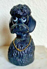 Vintage Black Plastic Poodle Figurine Kitschy Dog Bust Mid Century
