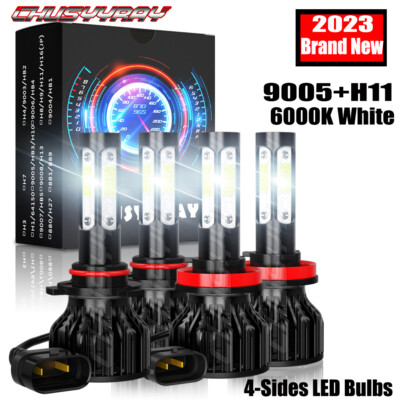 4-Side LED Headlights High Low Beam 9005 H11 FIT For Honda Insight 2011-14
