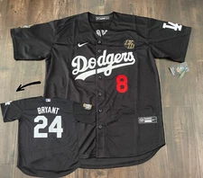 NEW LA DODGERS KOBE BRYANT Jersey BLACK #8 #24 Throwback Hardwood Black Heritage