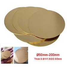 Brass Plate Sheet Round Metal Panel | Ø 50mm-200mm | 0.8/1/1.5/2/2.5/3mm Thick