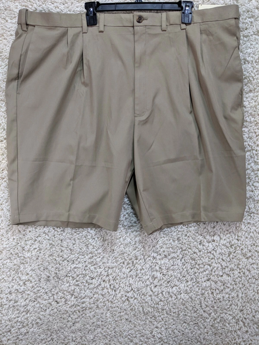 Haggar Shorts Mens 50 Beige Cool Right Pleat Flex Classic Big Tall