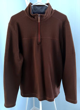 Men's G. H. Bass  Co Dark Brown 1/4 Zip Long Sleeve Sweater Size L