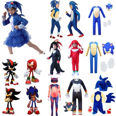 Halloween Sonic Shadow Knuckles Hedgehog Cosplay Kostüm Kinder Jumpsuit Outfits