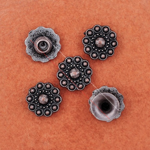 50x Occidentales Antiguos Florales Rápidos Taches Zapatos Artesanía Concho 9mm - Imagen 6 de 9