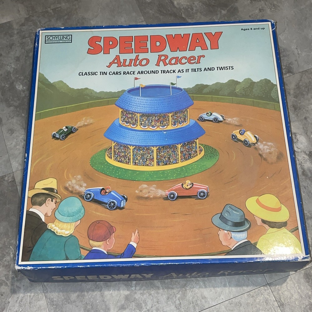 Schylling Speedway Auto Racer Tin Racers Game  Toy Reproduction New