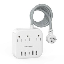 Power Strip with USB C 3 Outlets , 5 USB Ports 25W/5A , 5 ft extension cord ETL
