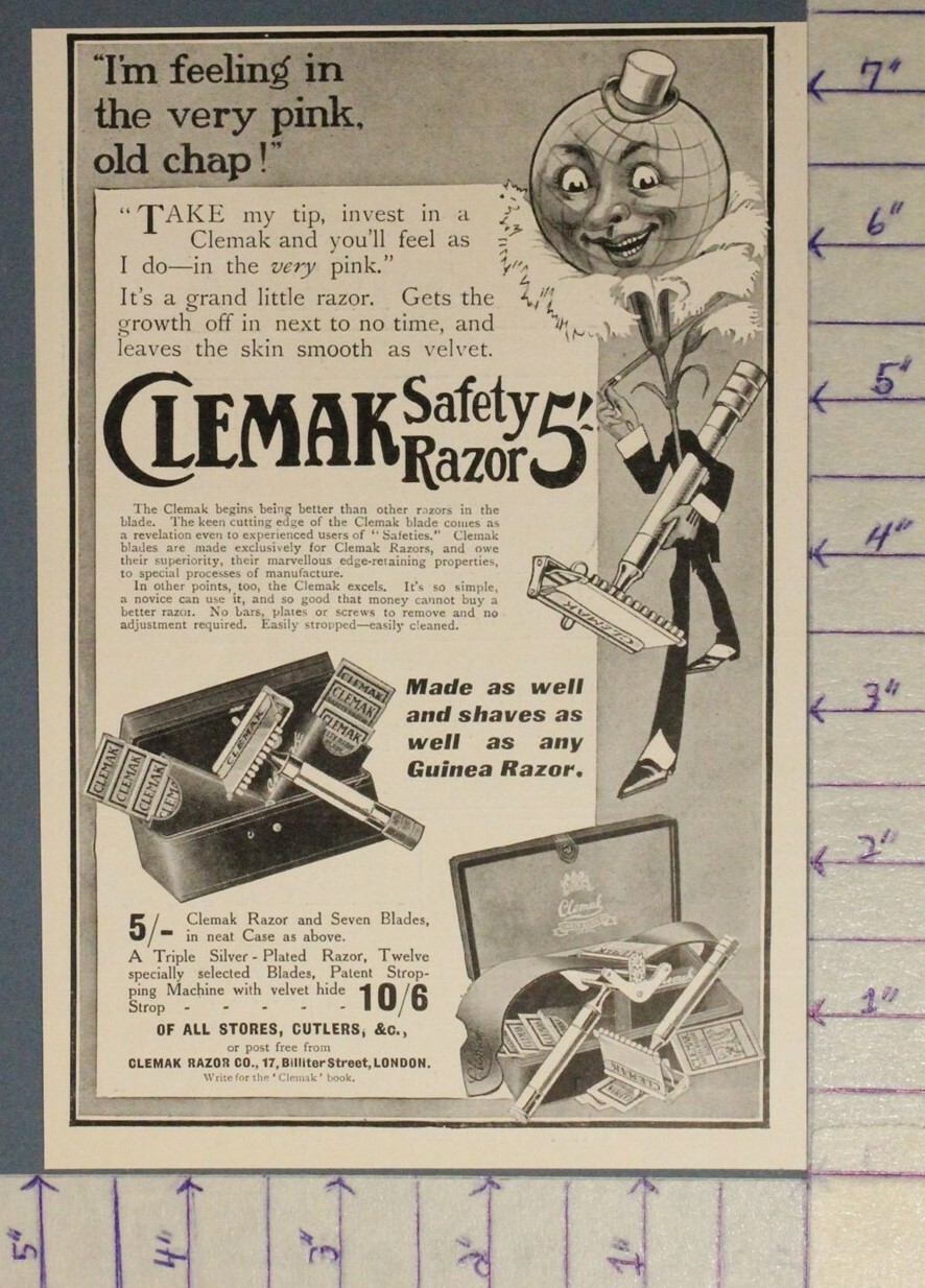 Clemak Razor 1914 CLEMAK SAFETY RAZOR SHAVE HEALTH BATHROOM LAVATORY DECOR HISTORIC ...