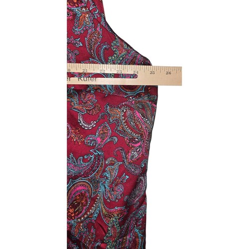 Camicetta Talbots donna taglie forti 2x rosso paisley stampa audace Henley Popover con volant - Foto 7 di 9