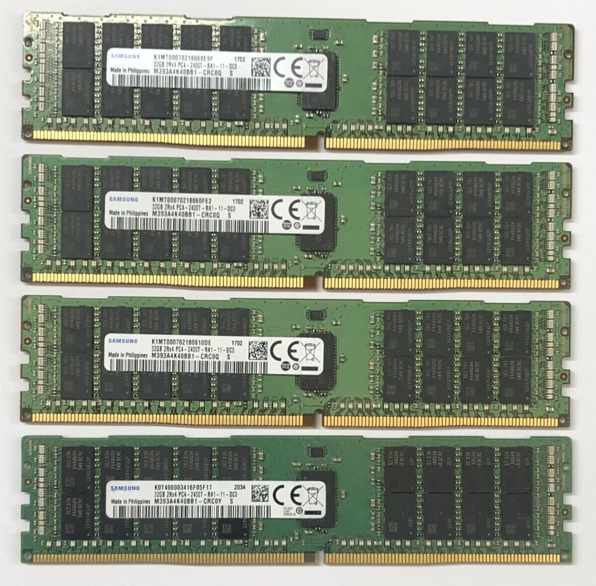 Samsung 128GB KIT (4 X 32GB) PC4-2400T-RA1 2Rx4 ECC Reg Server RAM