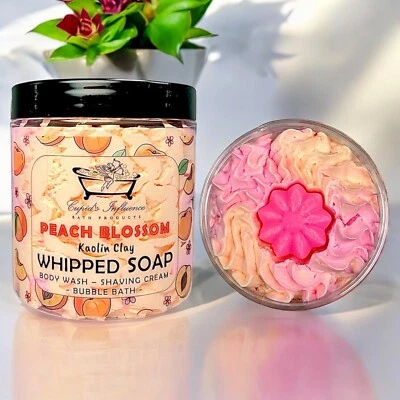 CUPID'S INFLUENCE BATH PRODUCTS Peach Blossom WHIPPED SOAP 180gr Jar | Body Wash | Shaving Cream | Shower Whip