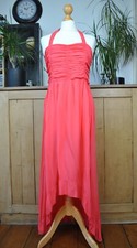 Coral Asymmetrical High-low Ruffle Smocked Summer Sleeveless Midi Dress Size S