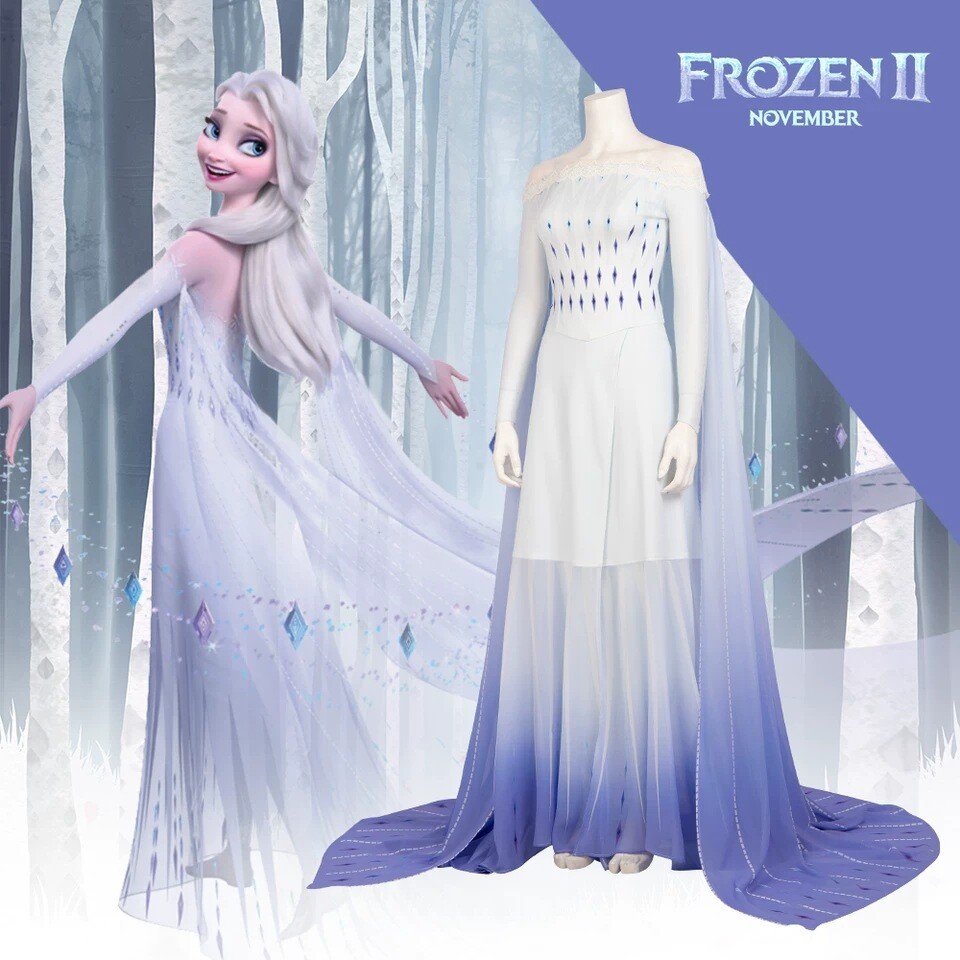 Cosplay Elsa Vestido Princesa Elsa Vestido Blanco Costume Vestido