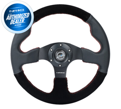 NEW NRG Leather and Suede Steering Wheel with Red Stitch 320mm RST-012R/S-RS