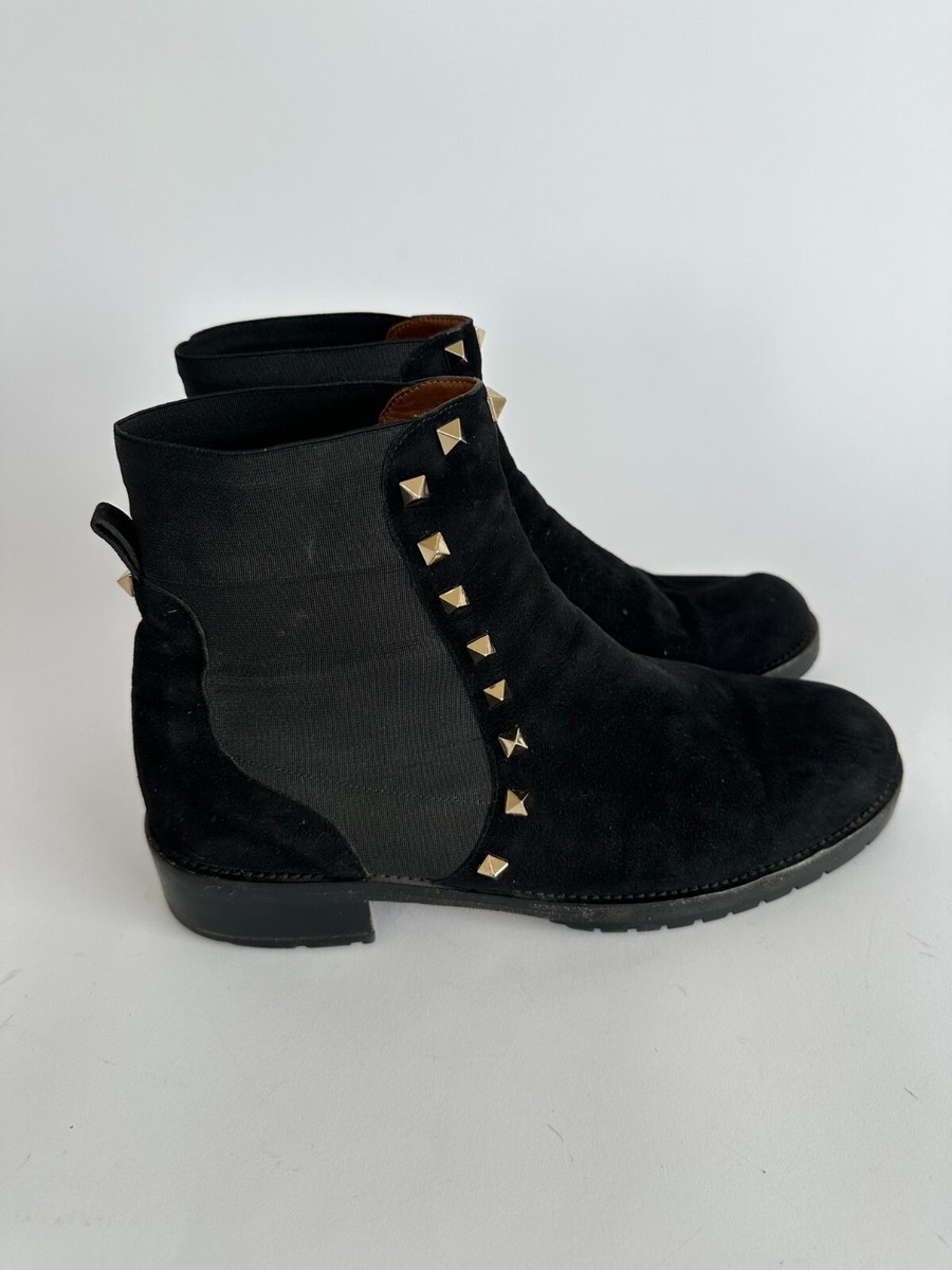 VALENTINO GARAVANI Suede Womens Rockstud Beatle Chelsea 20mm Boots
