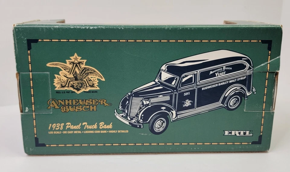 Ertl Anheuser-Busch 1938 Chevy Panel Truck Coin Bank 1/25th Scale In Box 1993 - Image 3 of 4