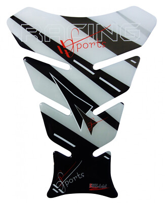 Tankpad 3D Motorrad Gel Aufkleber - Weiß Racing Sports Lackschutzfolie : Form 8 