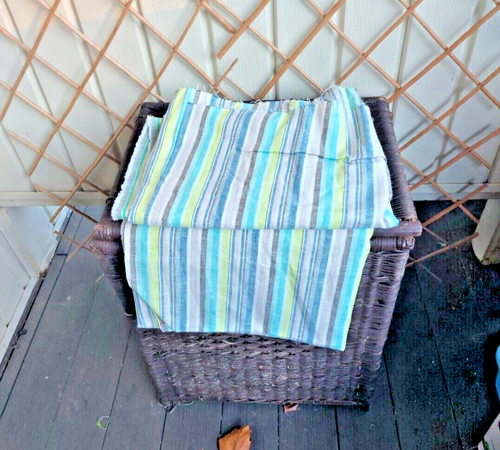 100% Linen Woven Fabric Green Beige Stripe 54" wide 92" Length 2 55 yard  - Picture 3 of 9