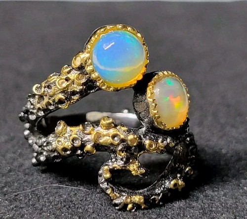 Tentacle/ Octopus Natural 925 Sterling Silver Ring Size 6.5 2496