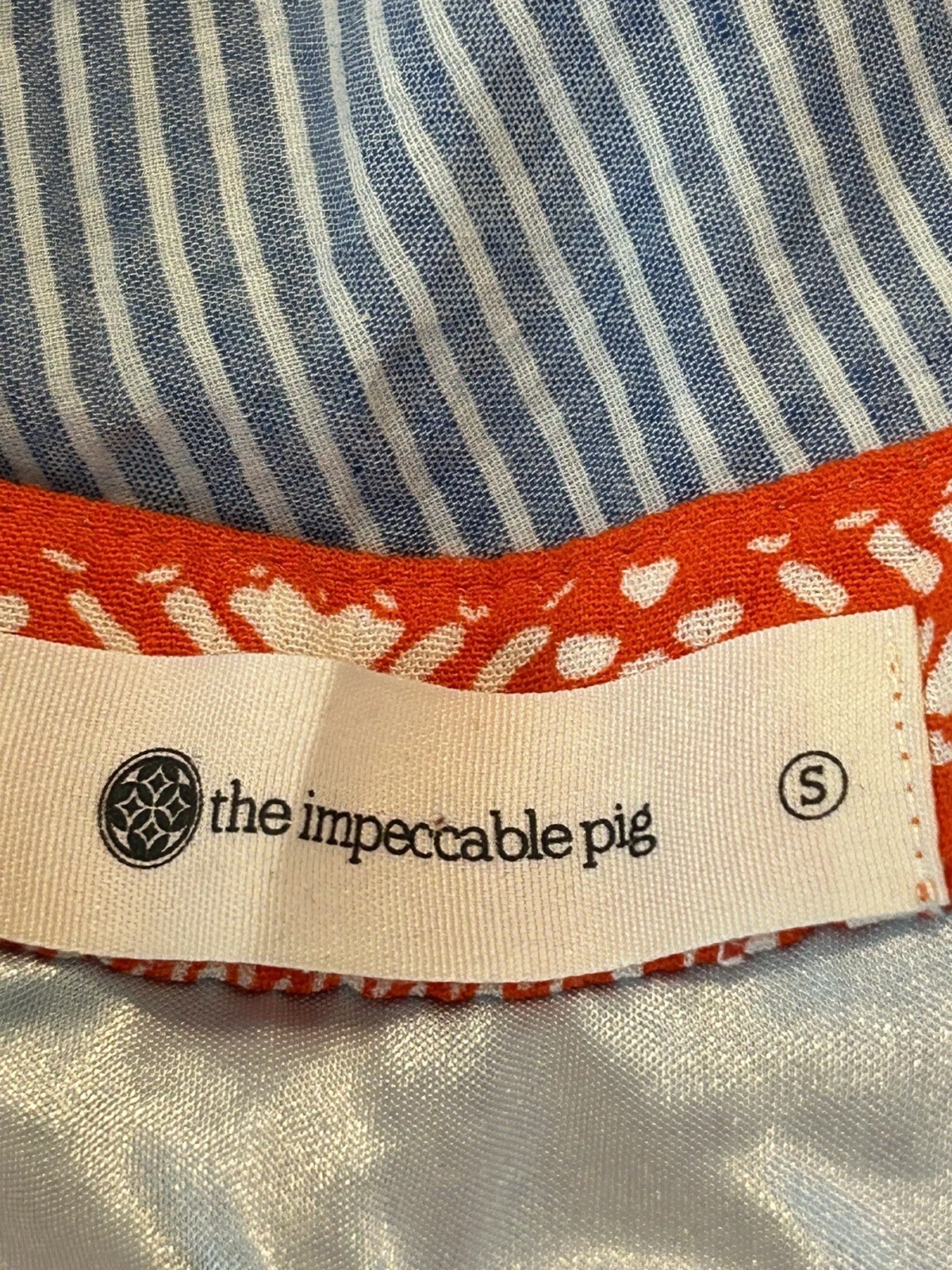 VETEMENTS Abito Cambio The Impeccabile Pig S Blu Bianco Righe Ricamato 100% Cotone