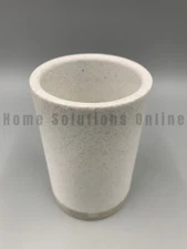 Pottery Barn Meier Resin Bathroom Canister Tumbler Accessory Ivory 4.5" H #C80