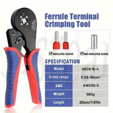 0.08-16mm² Ferrule Terminal Hand Wire Cord End Crimper Crimp Crimping Tool Plier