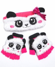 Girls' Panda Critter Headwrap  Flip-Top Glove Set