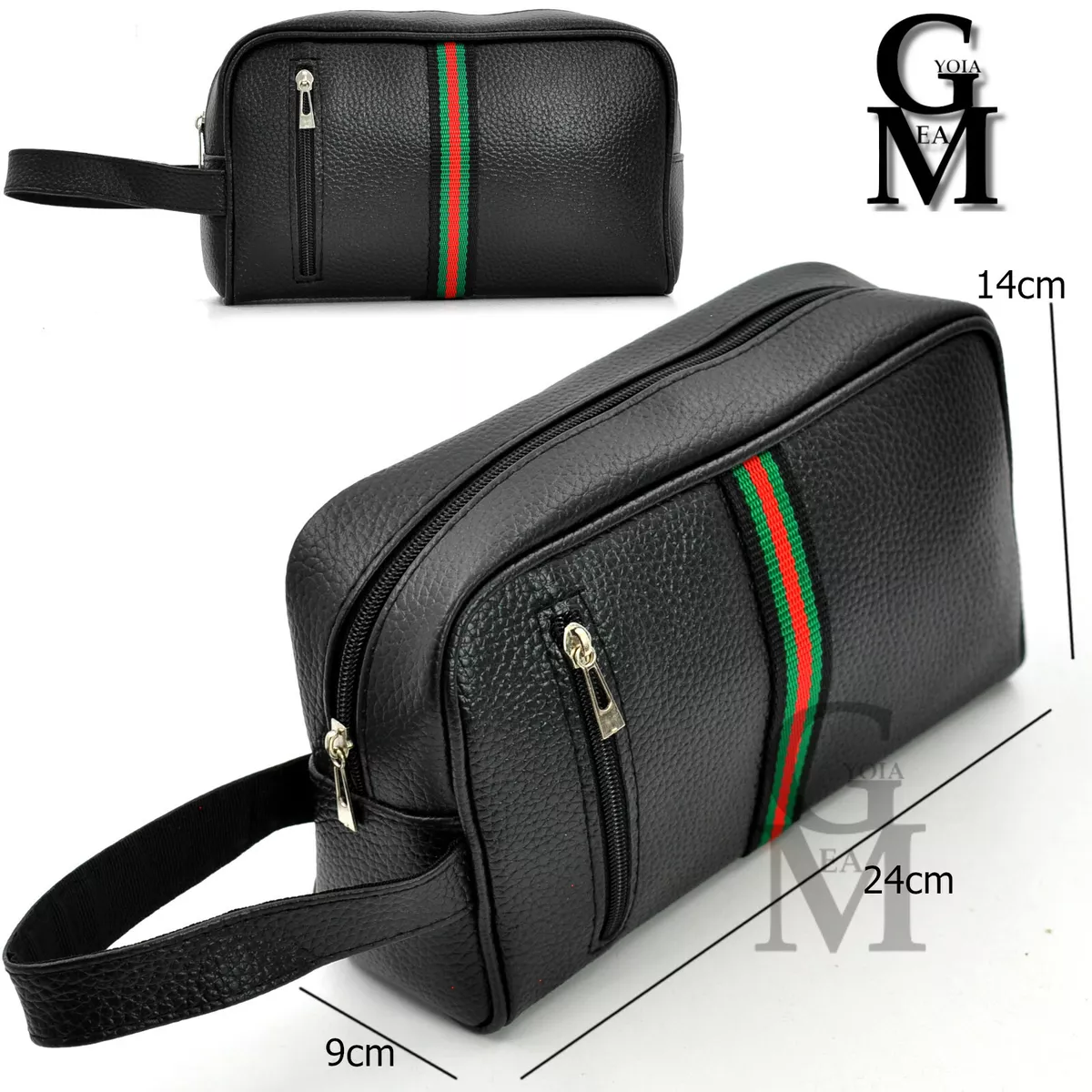 Original GM FASHION Green Stripes Men s Handbag Leather Black Sport Men s Bags