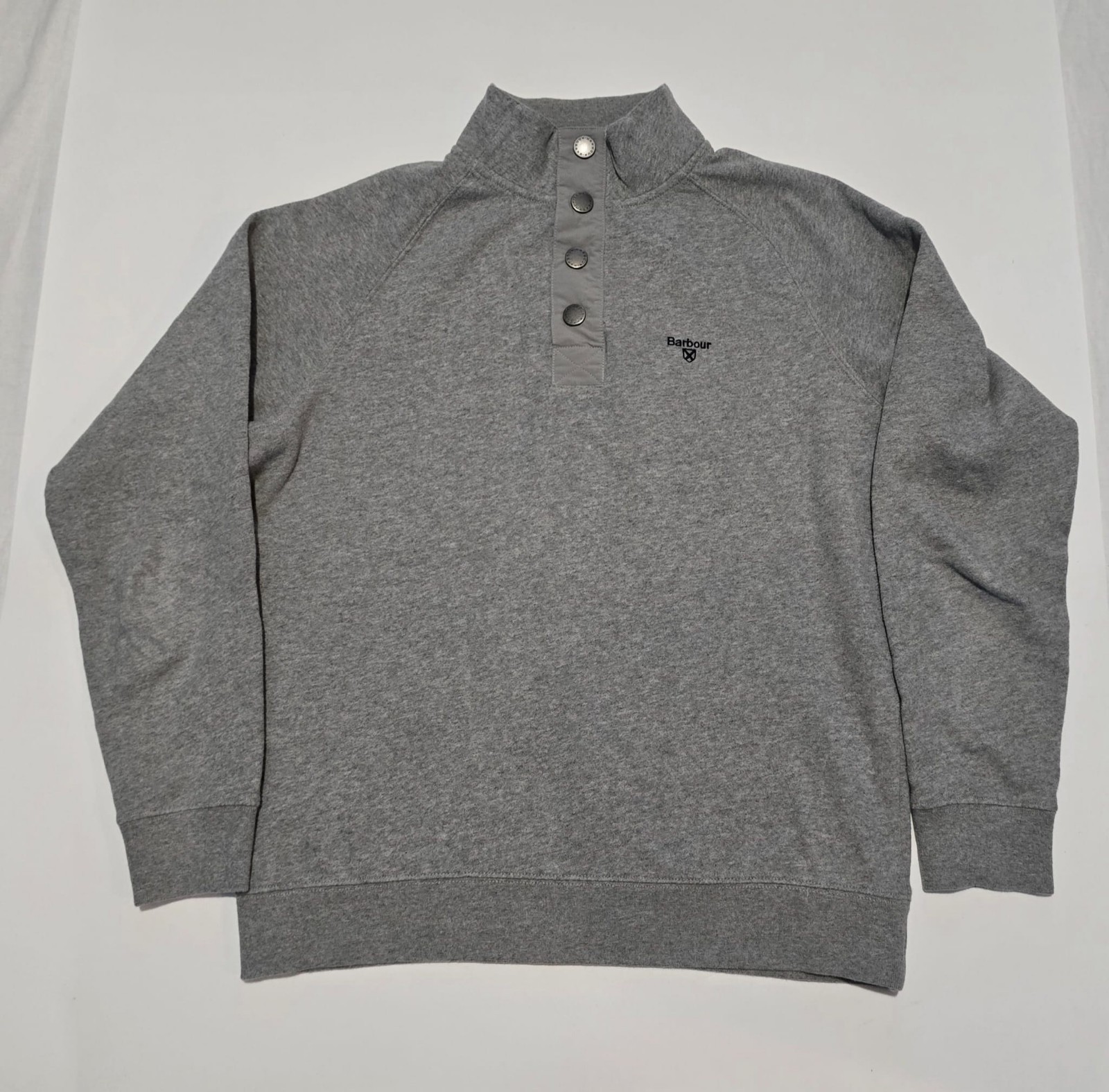 Herren hellgrau Barbour Sweatshirt Große S Druckknöpfe Pullover Logo Sweater Herren hellgrau Barbour Sweatshirt Große S Druckknöpfe Pullover Logo Sweater